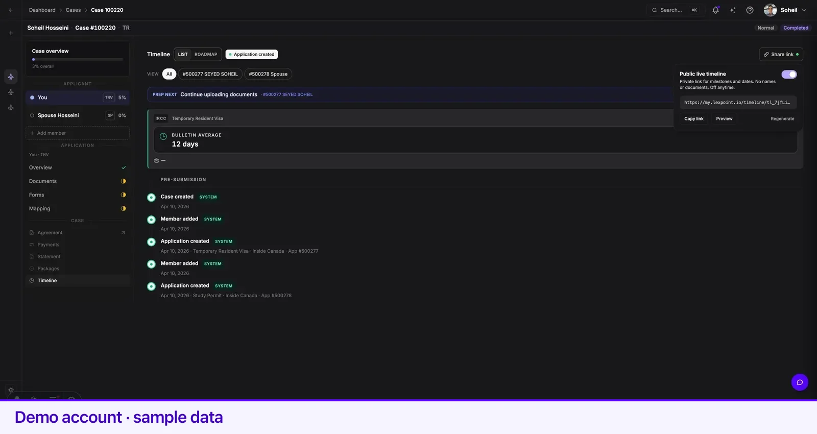 The account menu in the top-right corner.