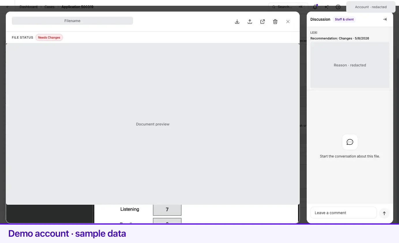 A reviewed file showing its outcome and the recorded reason.