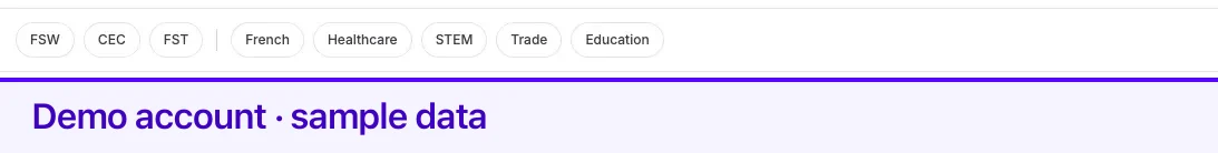 The Express Entry stream switcher — base programs, divider, category streams.