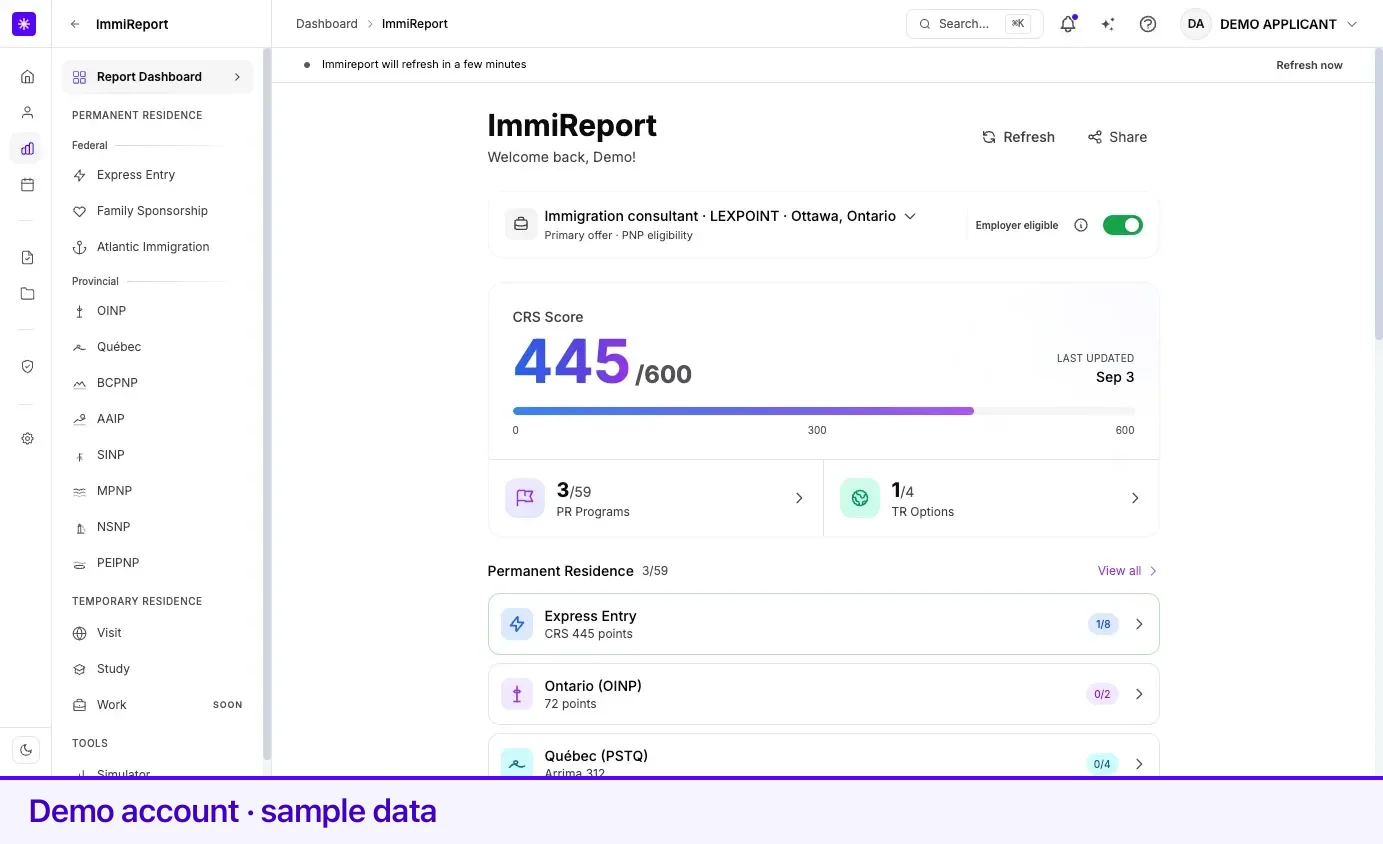 The strip that appears across your report after a profile edit, before the recalculation has run.
